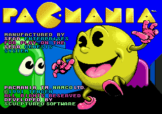 Pac-Mania title screen for Sega Genesis